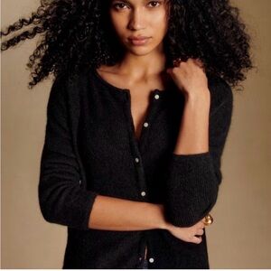 Sezane Black Button-Up Knit Cashmere Cardigan